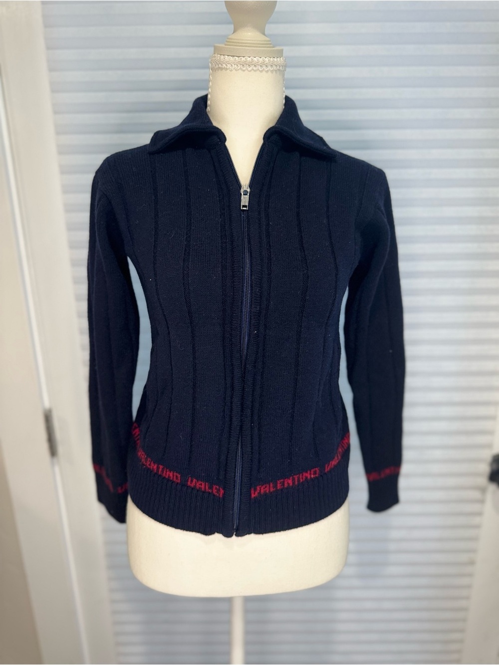 Vintage Valentino Tricots Navy Knit Sweater - Made in Italy 1184